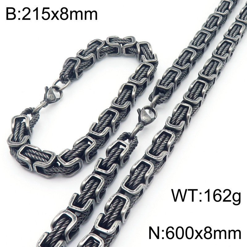 Byzantine Twist Stainless Steel Jewelry Set