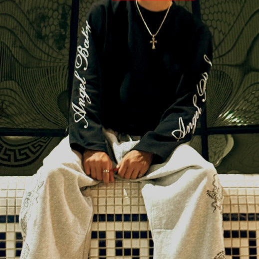 Letter-print long-sleeved T-shirt
