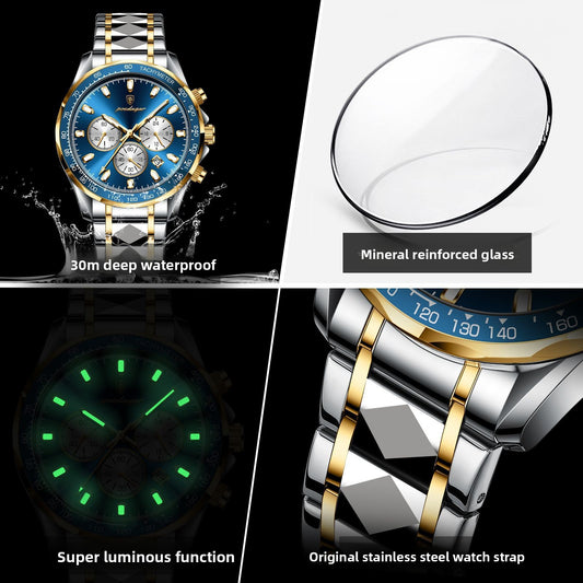 Multifunctional Waterproof Luminous Mens Quartz Watch