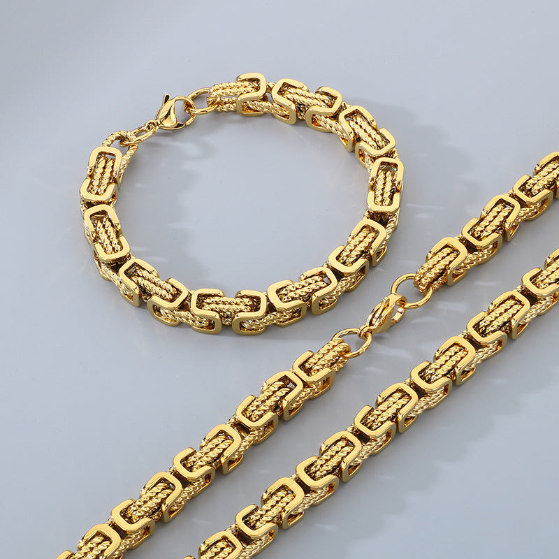 Byzantine Twist Stainless Steel Jewelry Set