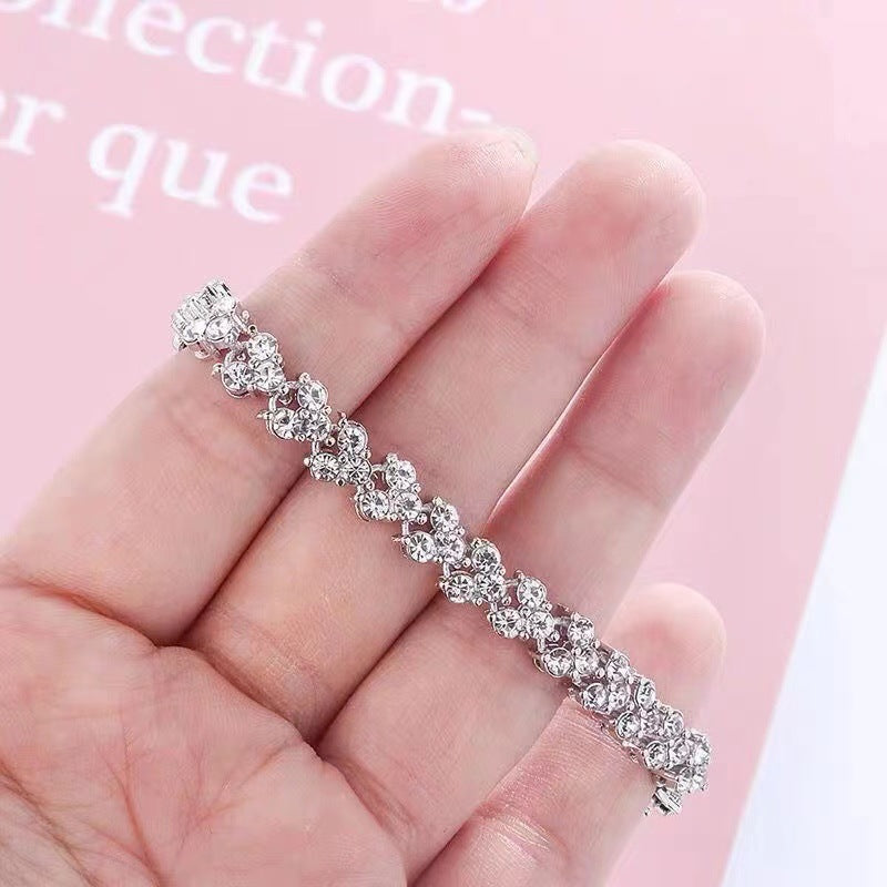 Geometric Diamond Bracelet Women Light Luxury Design